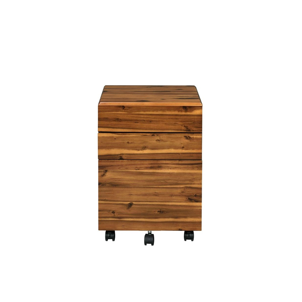 Rectangular Wooden File Cabinet w/3 Drawers + Rolling Caster Leg Oak & Black