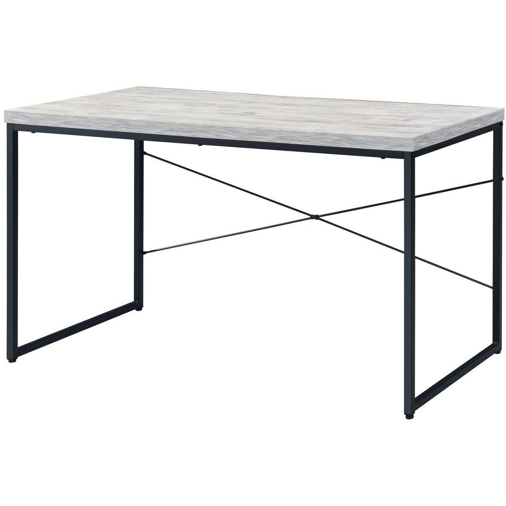 White Smoke Industrial Faux Concrete Top Desk w/Metal Open Frame BH92915 BH92905