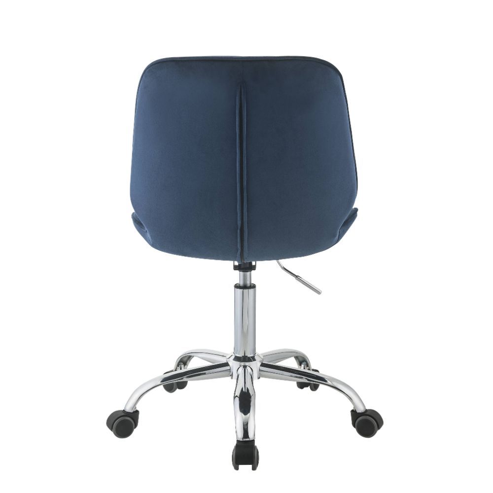 Armless Office Chair With Padded Seat & Back Twilight Blue Velvet and Chrome BH92932 