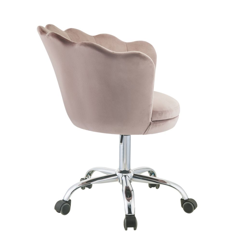 Armless Office Chair With Bucket Backrest Rose Quartz Velvet and Chrome BH92938