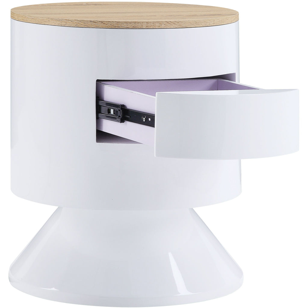 Lavender Wooden Night Table With A Drawer White High Gloss