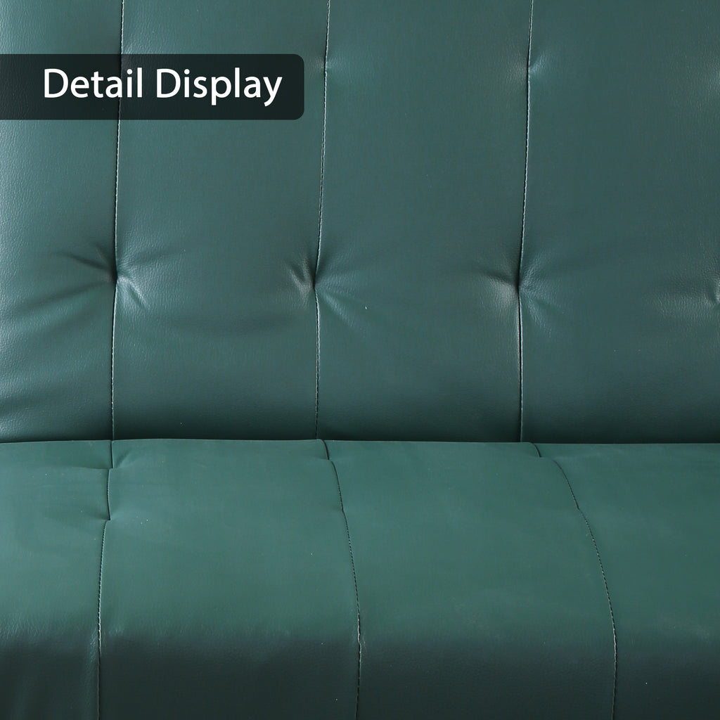 Dark Slate Gray PU Leather Convertible Folding Sofa Chair Single Futon Sofa Couch BH5012729