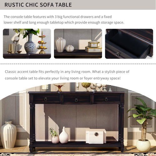 Black Luxurious Exquisite Console Table  with Drawers