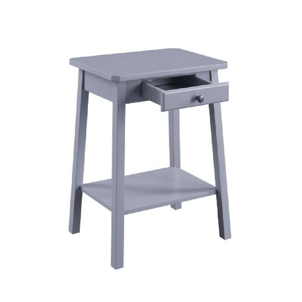 Kaife Accent Table w/1 Storage Drawer & 1 Tier Shelf Walnut Finish Gray