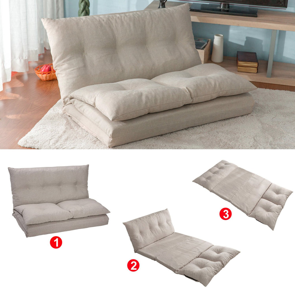 Adjustable Fabric Folding Chaise Lounge Sofa Floor Couch and Sofa Beige - 3 Shapes