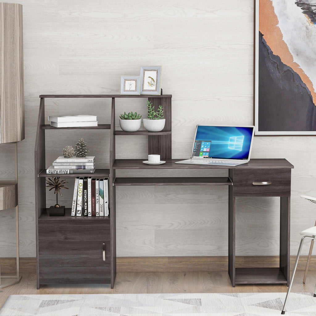 Dim Gray Multi-Functions Computer Desk with Cabinet Home Office