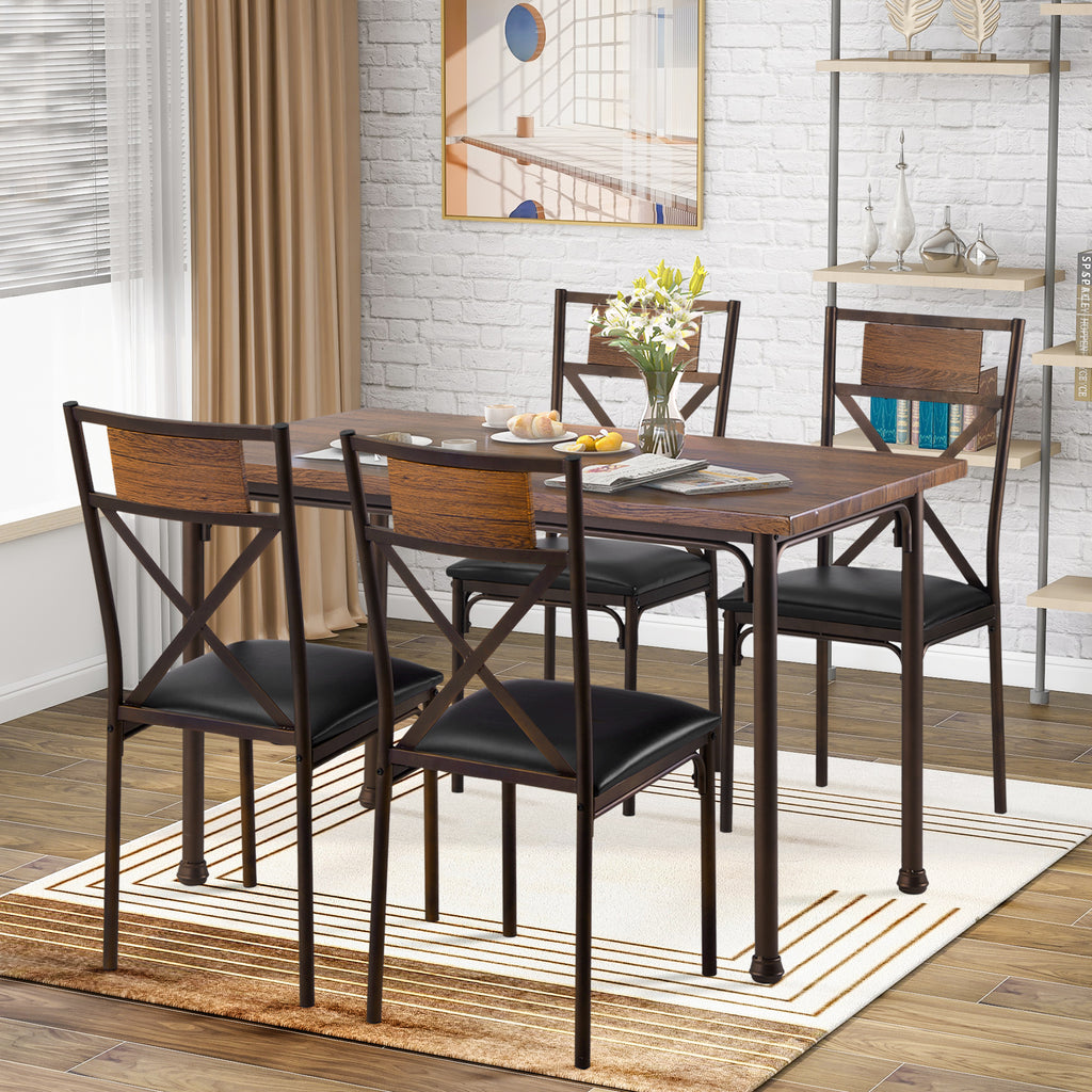 Dark Slate Gray 5 Counts - Wooden Dining Table with Matching Padded Chairs ST000022