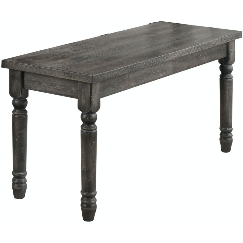 Wallace Bench With Wooden Turned Legs in Weathered Gray BH71438