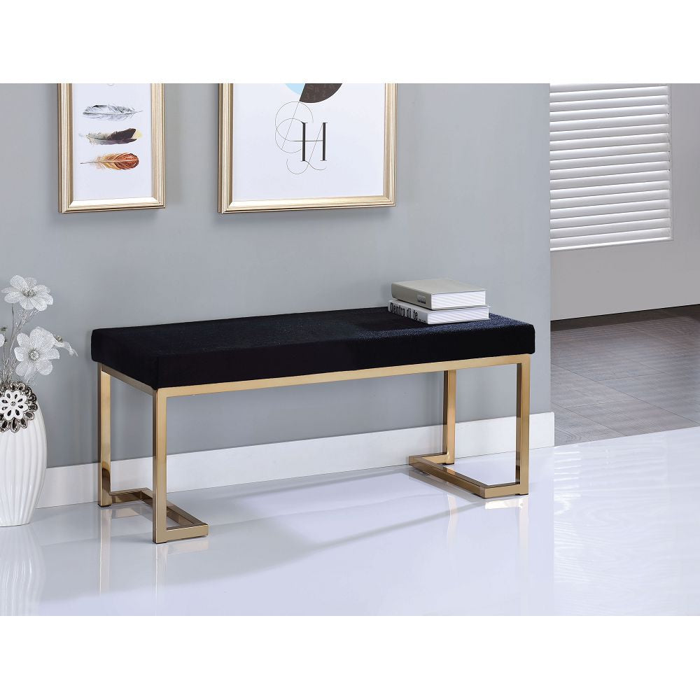 Boice Bench With "C" Metal Base in Black Fabric & Champagne BH96595
