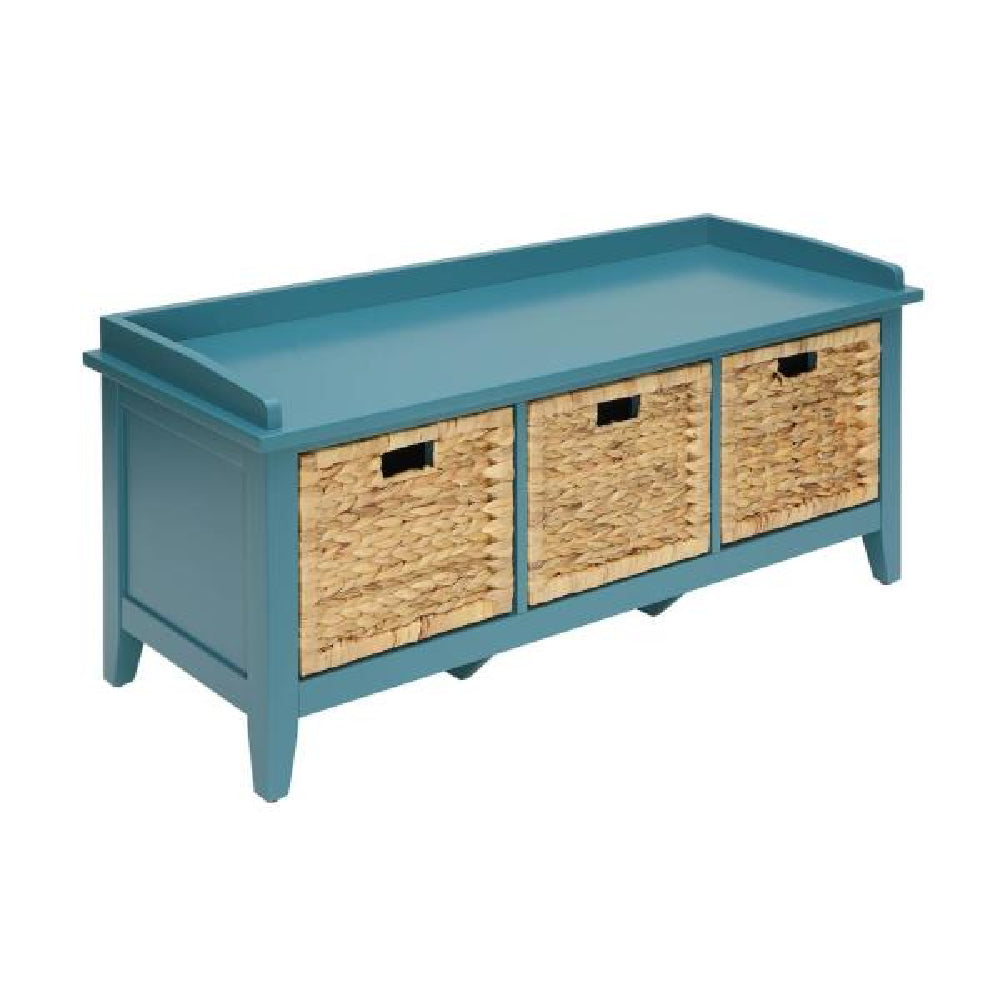 Flavius Bench w/Three Storage in Teal