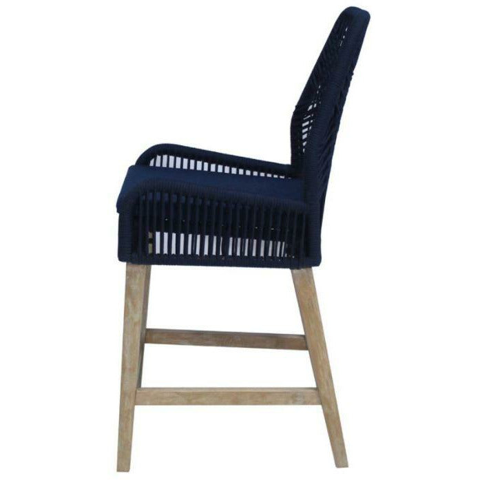Dark Slate Gray Coaster Woven Back Wooden Legs Counter Height Chairs_ Navy Blue, Set Of 2