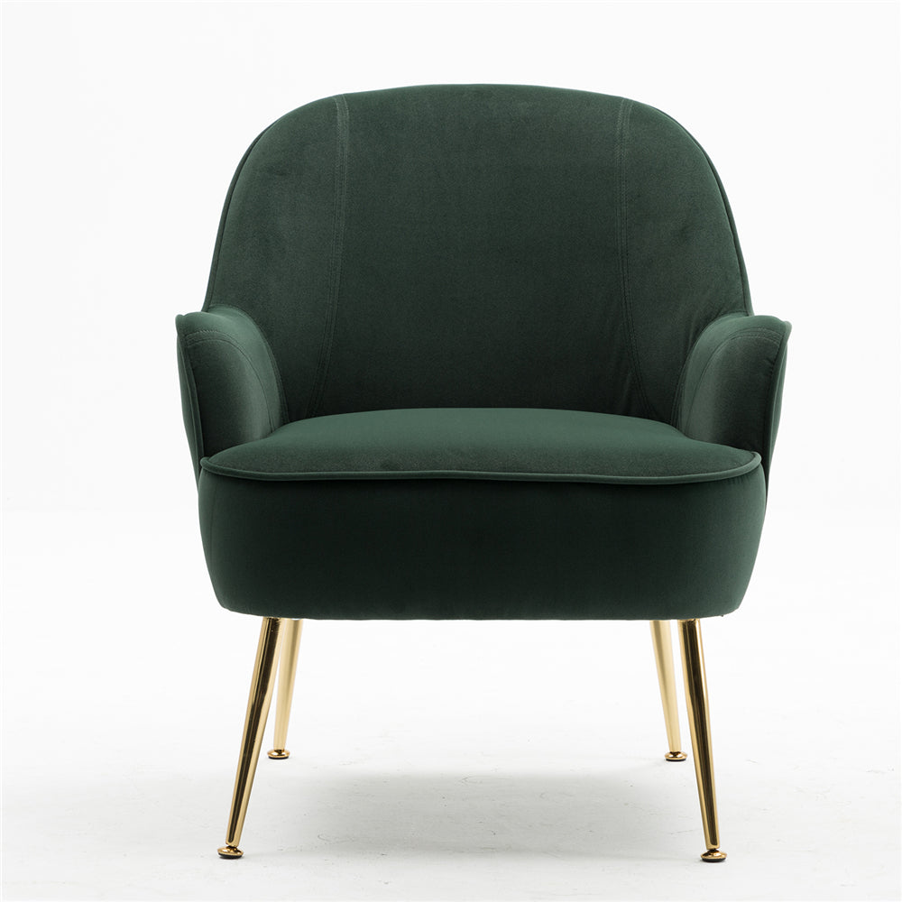 Velvet Accent Chair With Gold Metal Legs Green