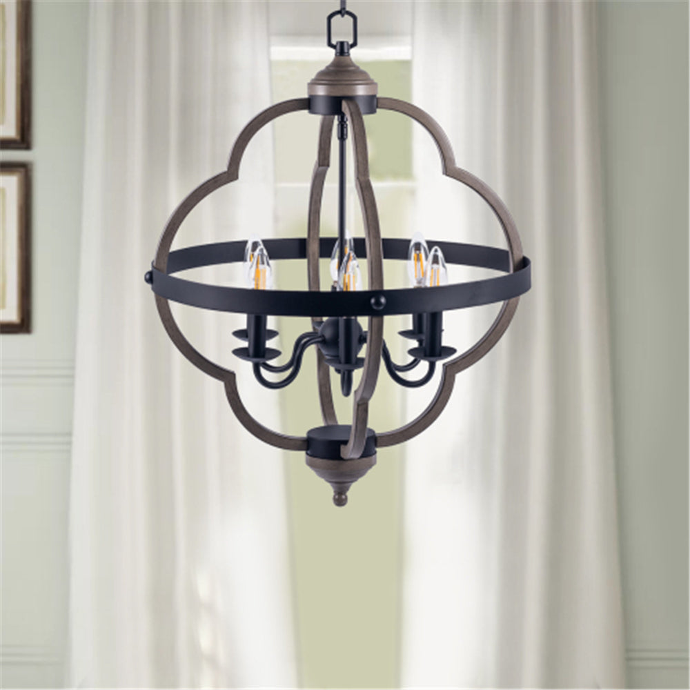 6-Light Candle Style Geometric Chandelier Vintage Pendant Hanging Light BH37724135