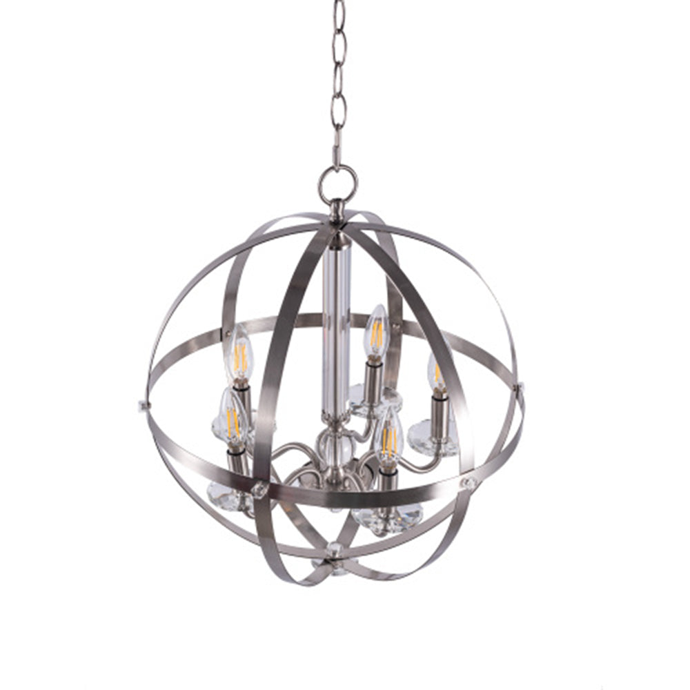 Gray 5-Light Candle Style Globe Chandelier Pendant Light Metal BH37724137