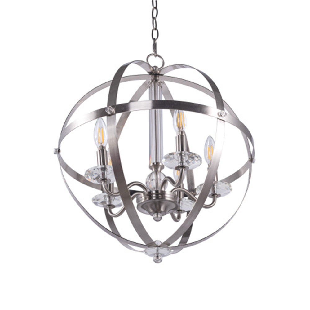 Gray 5-Light Candle Style Globe Chandelier Pendant Light Metal BH37724137