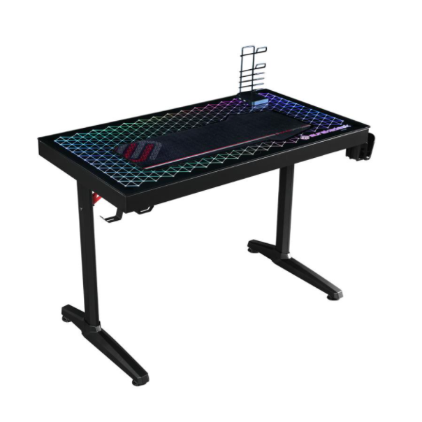 Black 43" Tempered Glass Gaming Desk Multiple-Function _ Coaster 802439