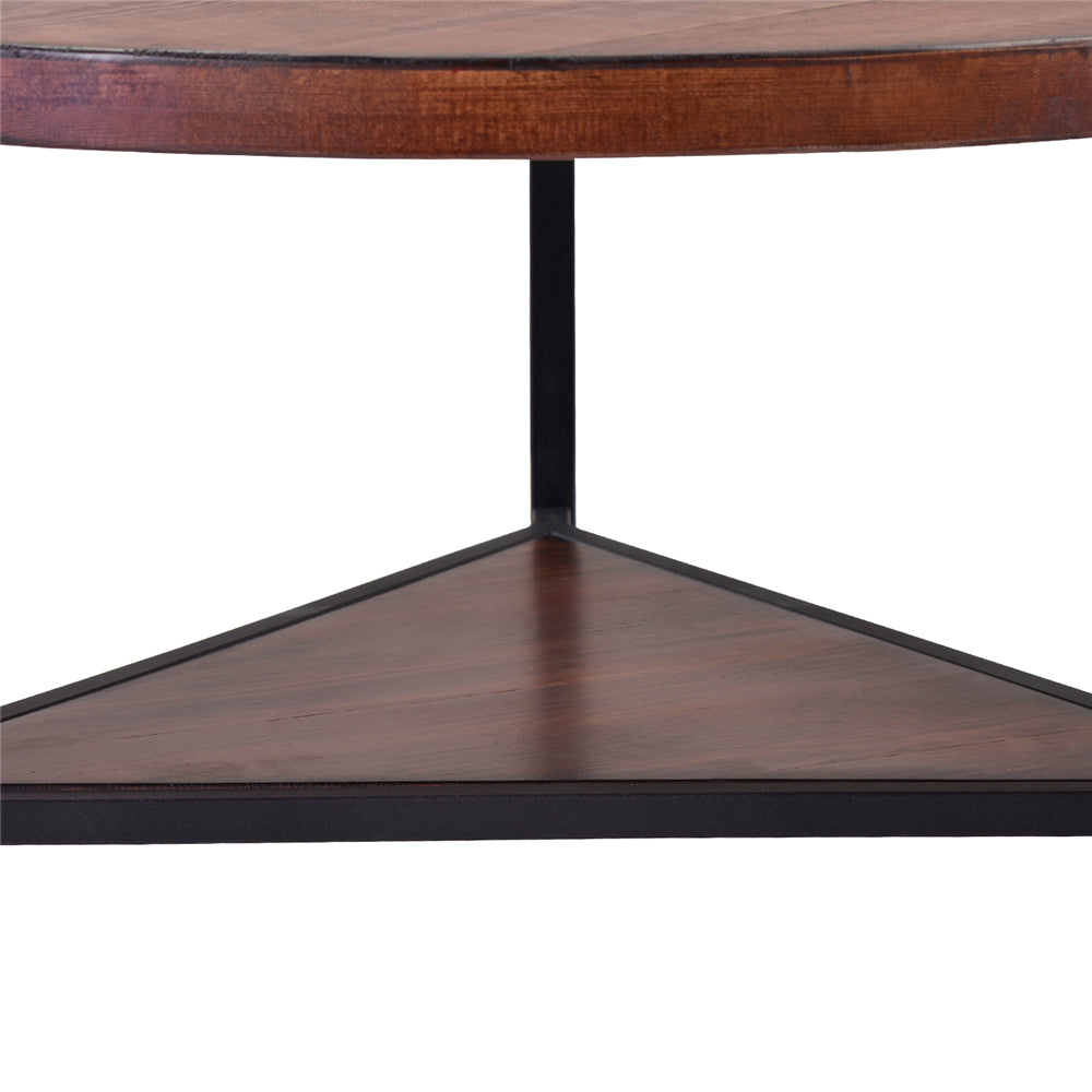 Dim Gray Coffee Table Round Desktop Metal Legs with Storage Open Shelf