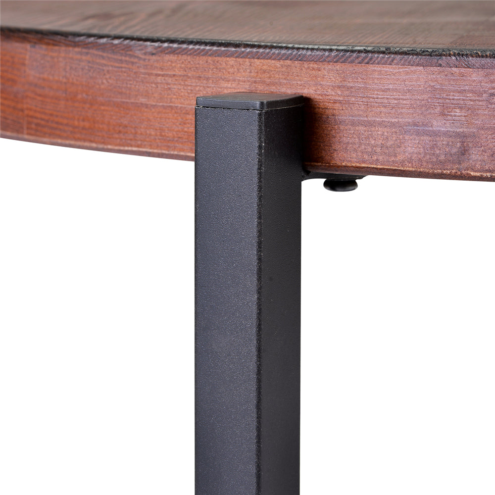 White Coffee Table Round Desktop Metal Legs with Storage Open Shelf