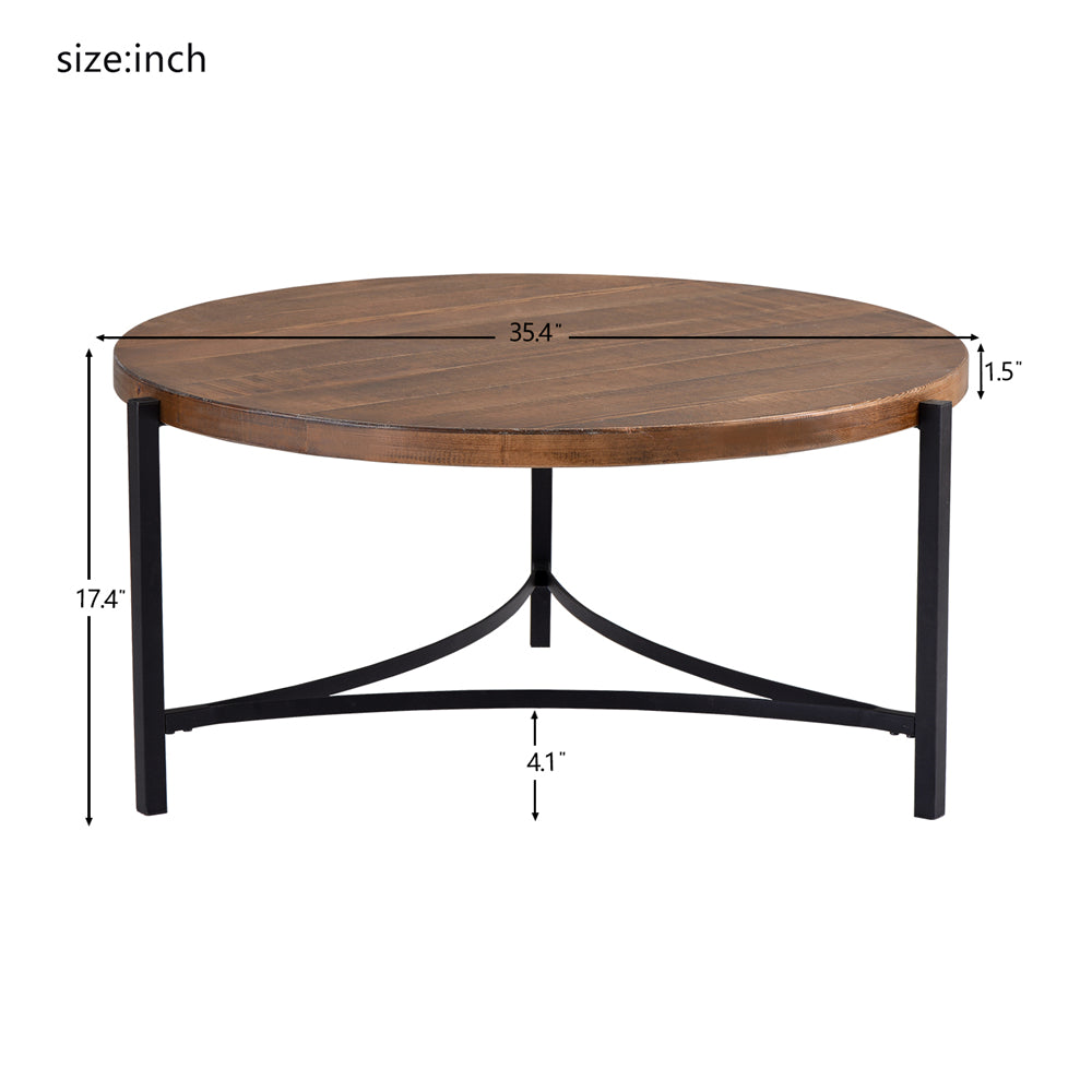 Round Coffee Table Industrial Style Tea Table Metal Frame BH192867