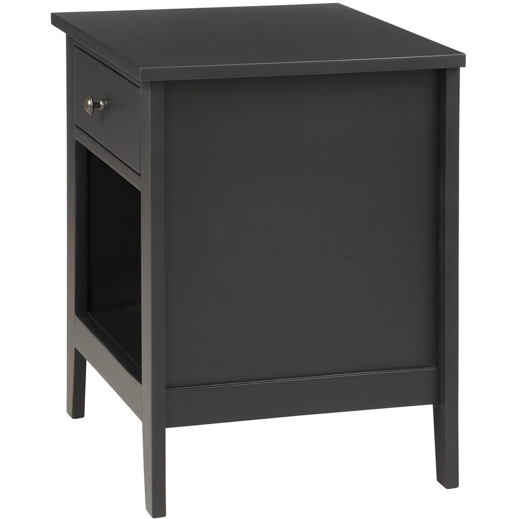 Dark Slate Gray 1 Drawer Nightstand With Storage Shelf Solid Wood Bedroom
