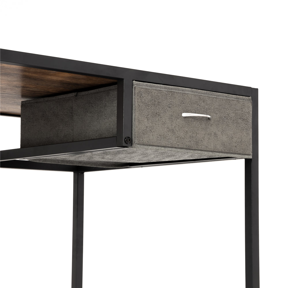 Dim Gray Metal Frame Computer Desk With Cloth Drawer BH51529306