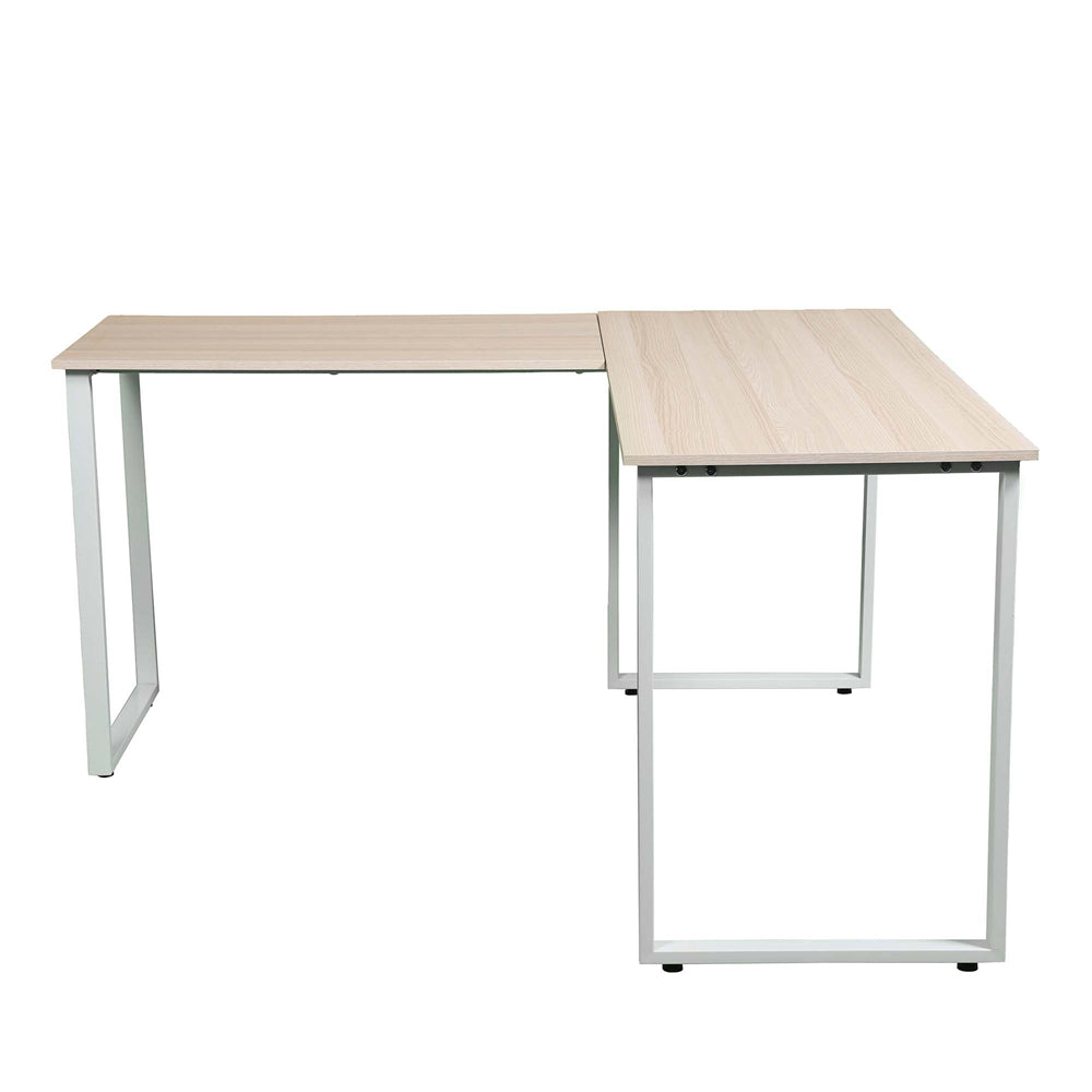Home Office L-Shape Corner Table Computer Desk Oak + White 