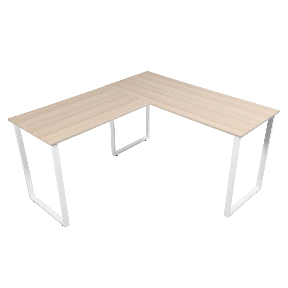 Home Office L-Shape Corner Table Computer Desk Oak + White 