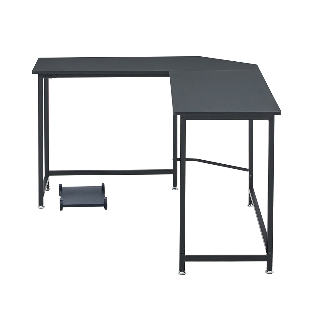 L-shaped Office Computer Desk Steel Structure Black