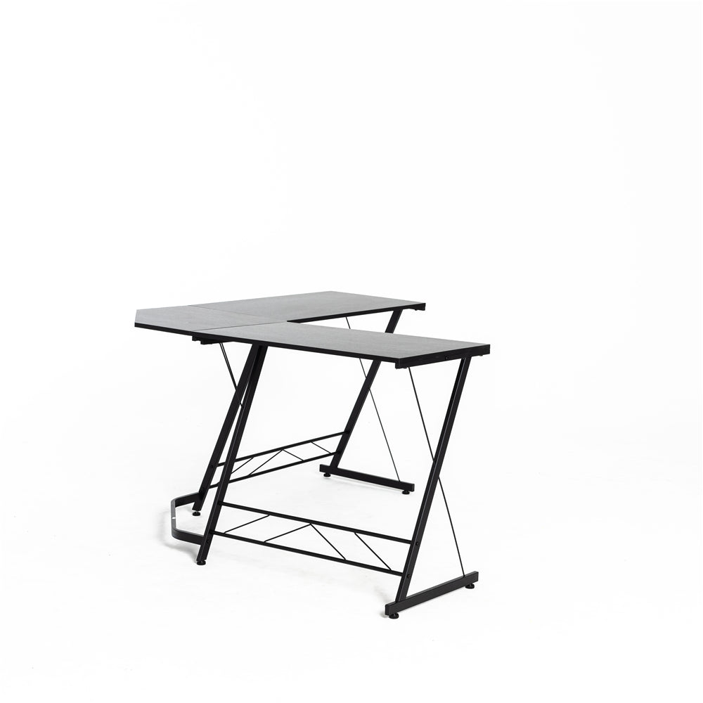 L-Shaped Metal Frame Computer Desk Gaming Table for Home Office Black BH67828695