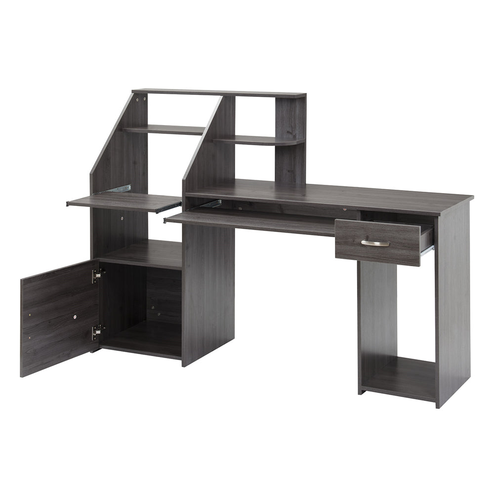 Dim Gray Multi-Functions Computer Desk with Cabinet