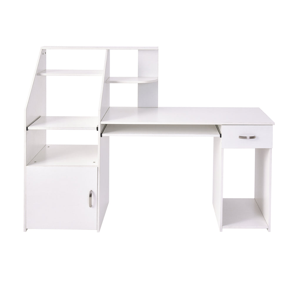 Multi-Functions Computer Desk with Cabinet White