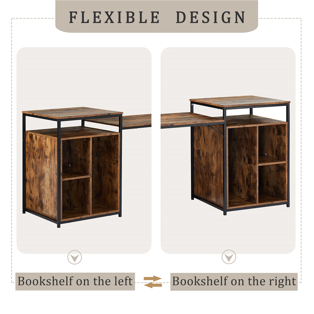 Computer Desk with Storage Shelf, CPU Storage Space and Printer Stand Brown