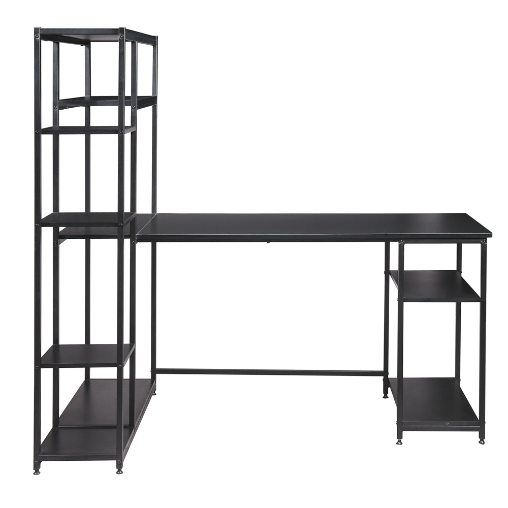 Computer Desk with Multiple Storage Shelves Black