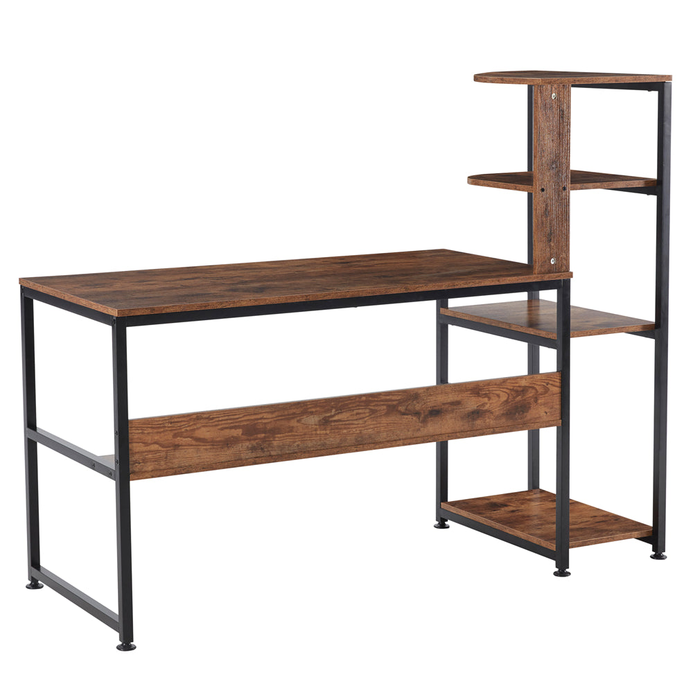 59" Computer Desk with 4-Tier Storage Shelves Brown BH197738