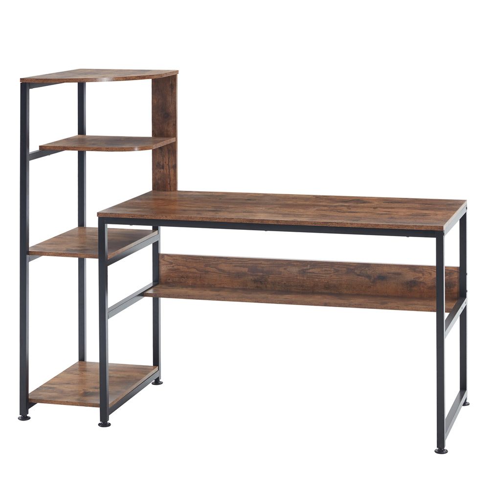 59" Computer Desk with 4-Tier Storage Shelves Brown BH197738