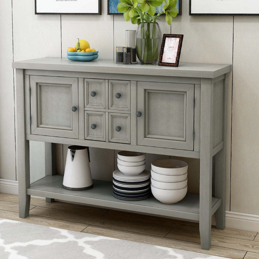 Cambridge Series Buffet Sideboard Console Table with Bottom Shelf & Storage Antique Gray