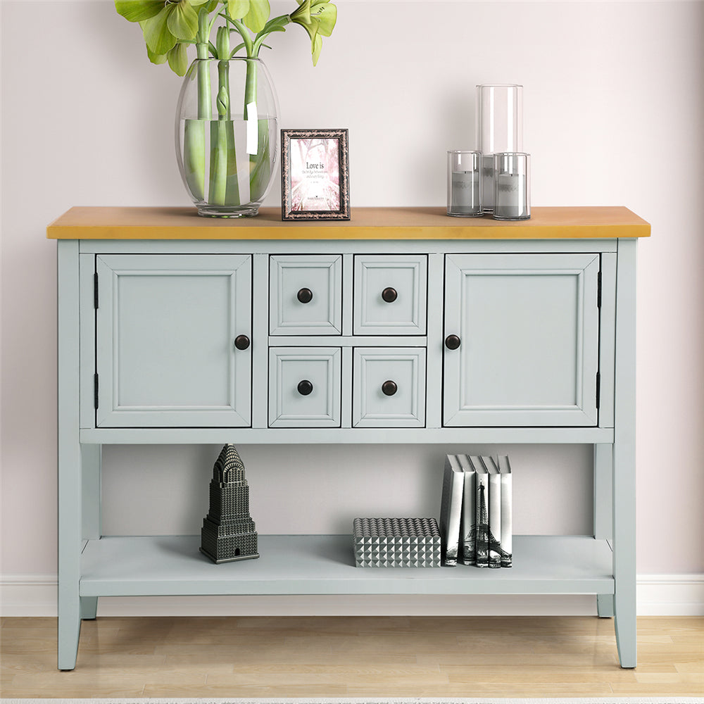 Cambridge Series Buffet Sideboard Console Table with Bottom Shelf & Storage Lime White