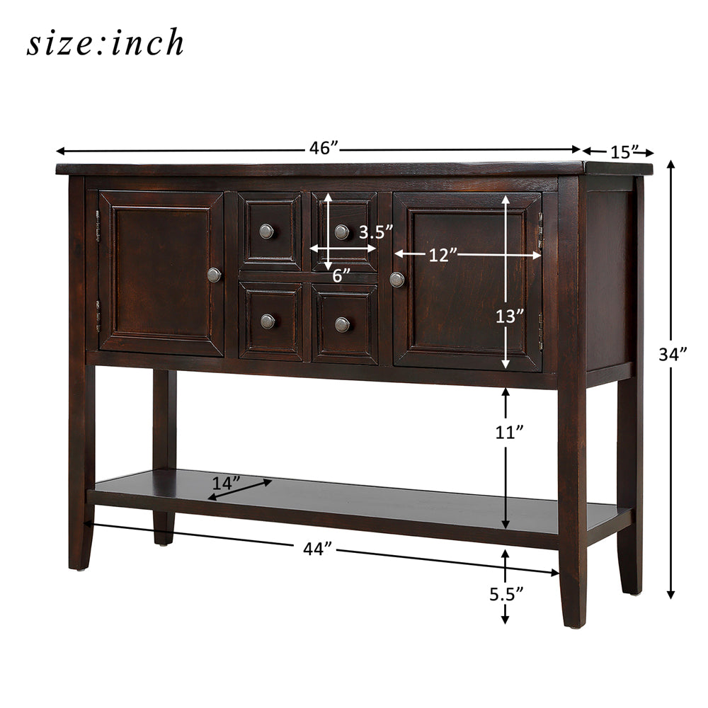 Cambridge Series Buffet Sideboard Console Table with Bottom Shelf & Storage Espresso - Size