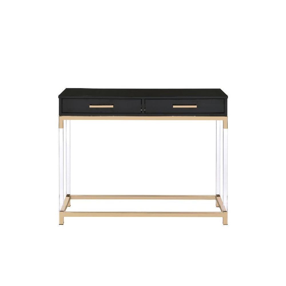 Console Table With Metal Base Frame & Arcylic Legs Black & Gold Finish BH82348