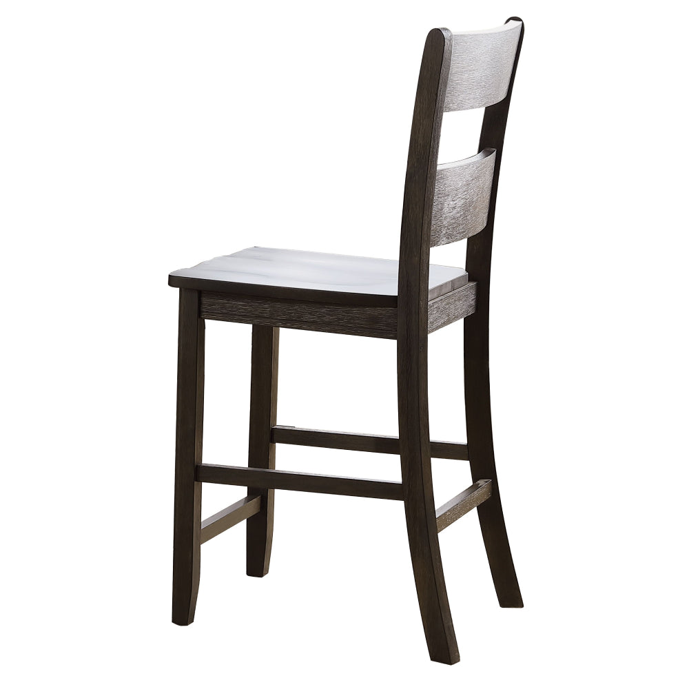 2 Counts - Armless Counter Height Chair With Ladder-back Backrest Distressed Walnut BH72222