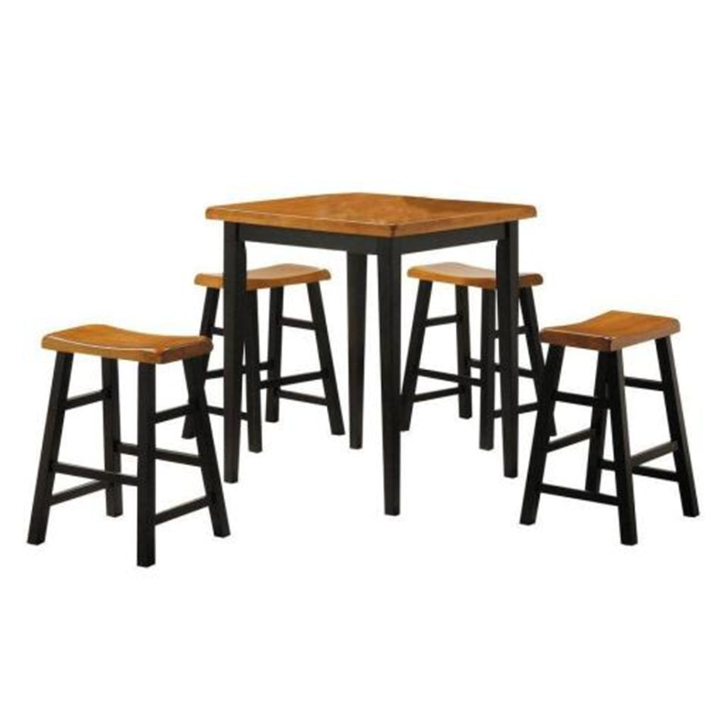 5 Counts - Counter Height Set w/Saddle Seat Dining Room Oak & Black