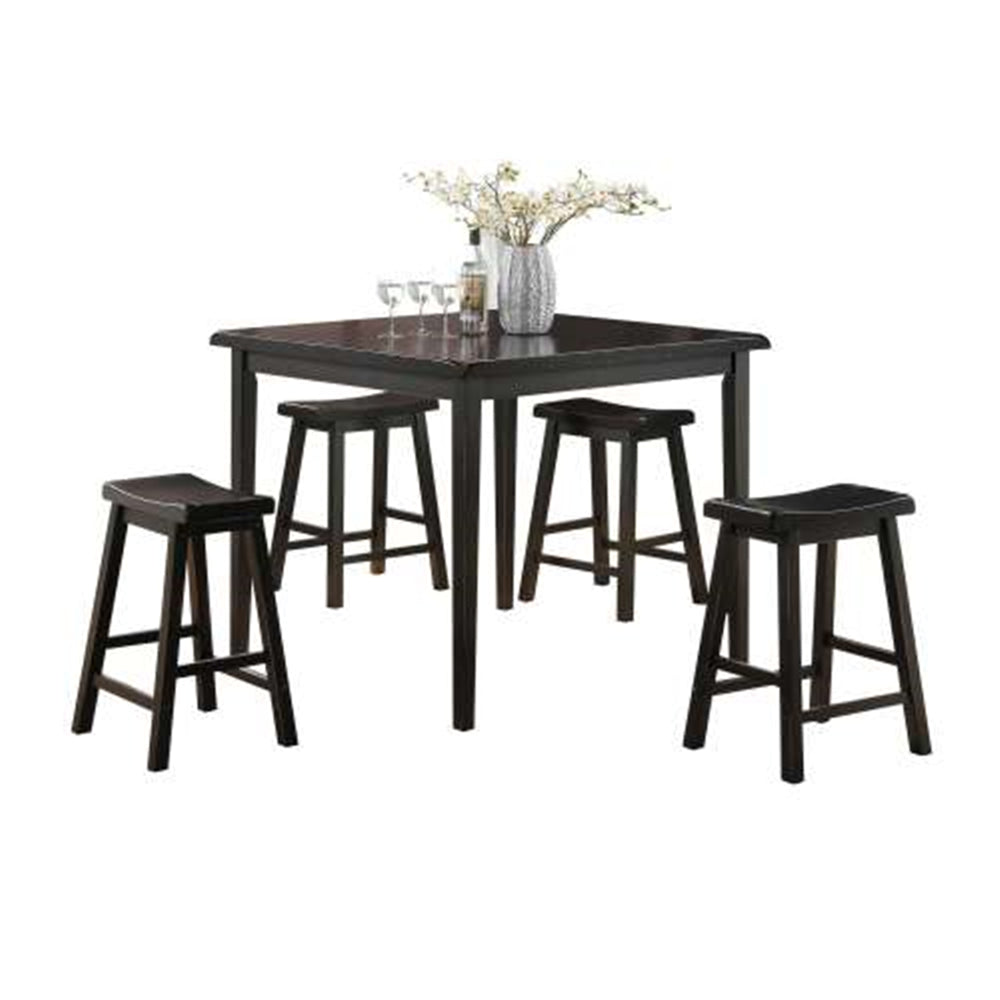 5 Counts - Counter Height Set w/Saddle Seat Dining Room Black