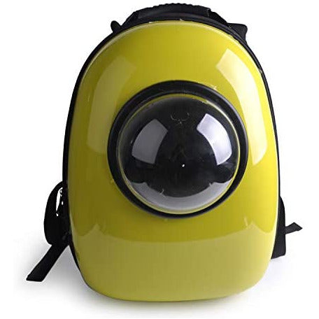 Olive Drab Portable Pet Transparent Bubble Backpack, Yellow