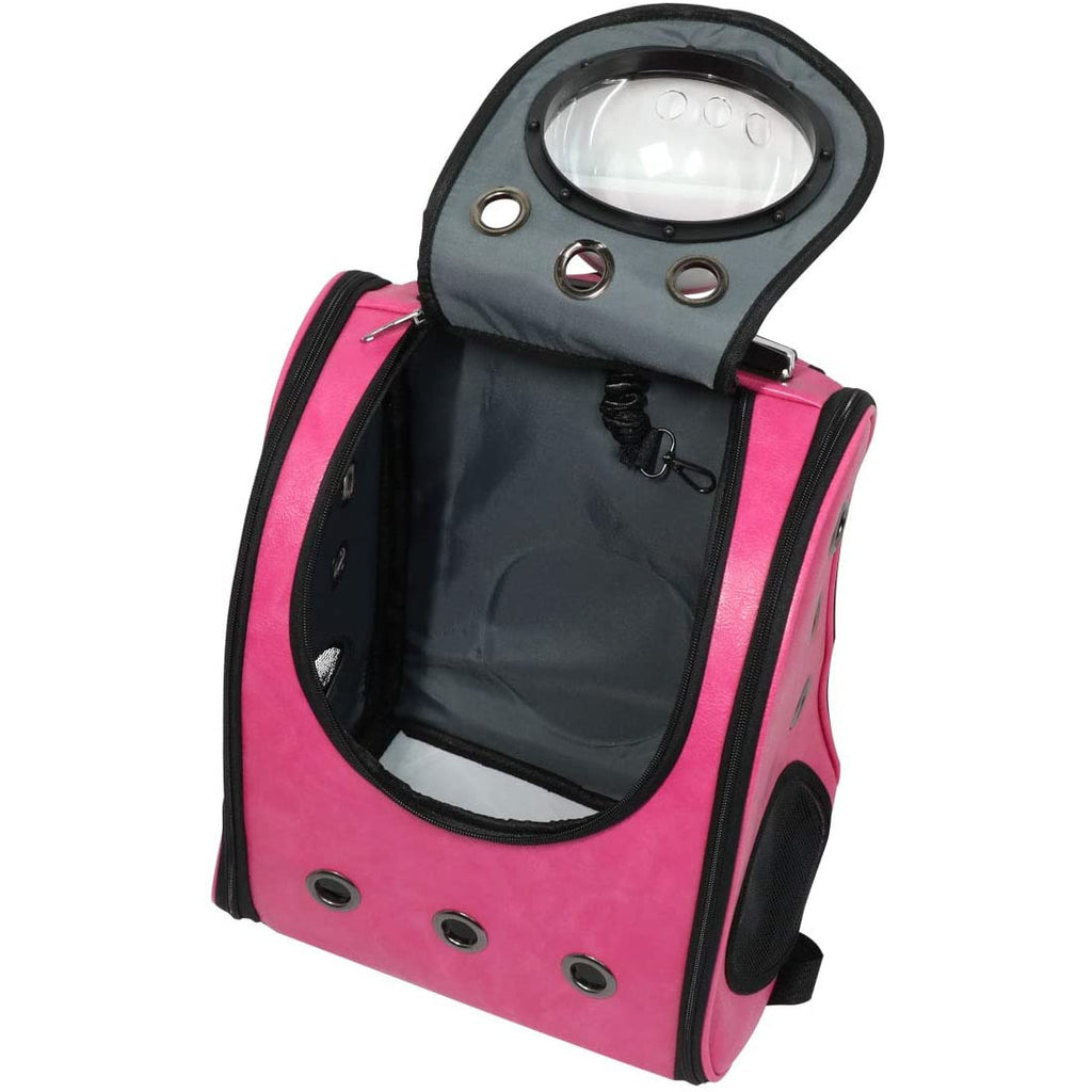 Dark Slate Gray Portable Pet Transparent Bubble Backpack(Black/Pink)