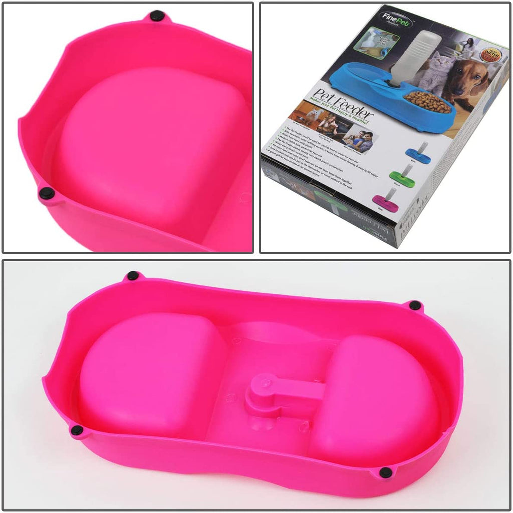Hot Pink Dual Pets Bowls with Non-Slip Base