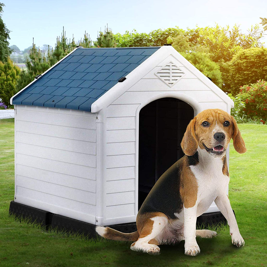 Light Gray Up to 80lb Waterproof Dog Cat Kennel Puppy House Outdoor Pet Shelter