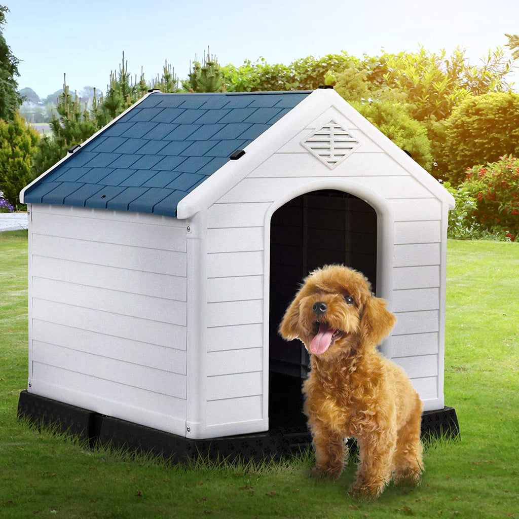 Light Gray Up to 80lb Waterproof Dog Cat Kennel Puppy House Outdoor Pet Shelter