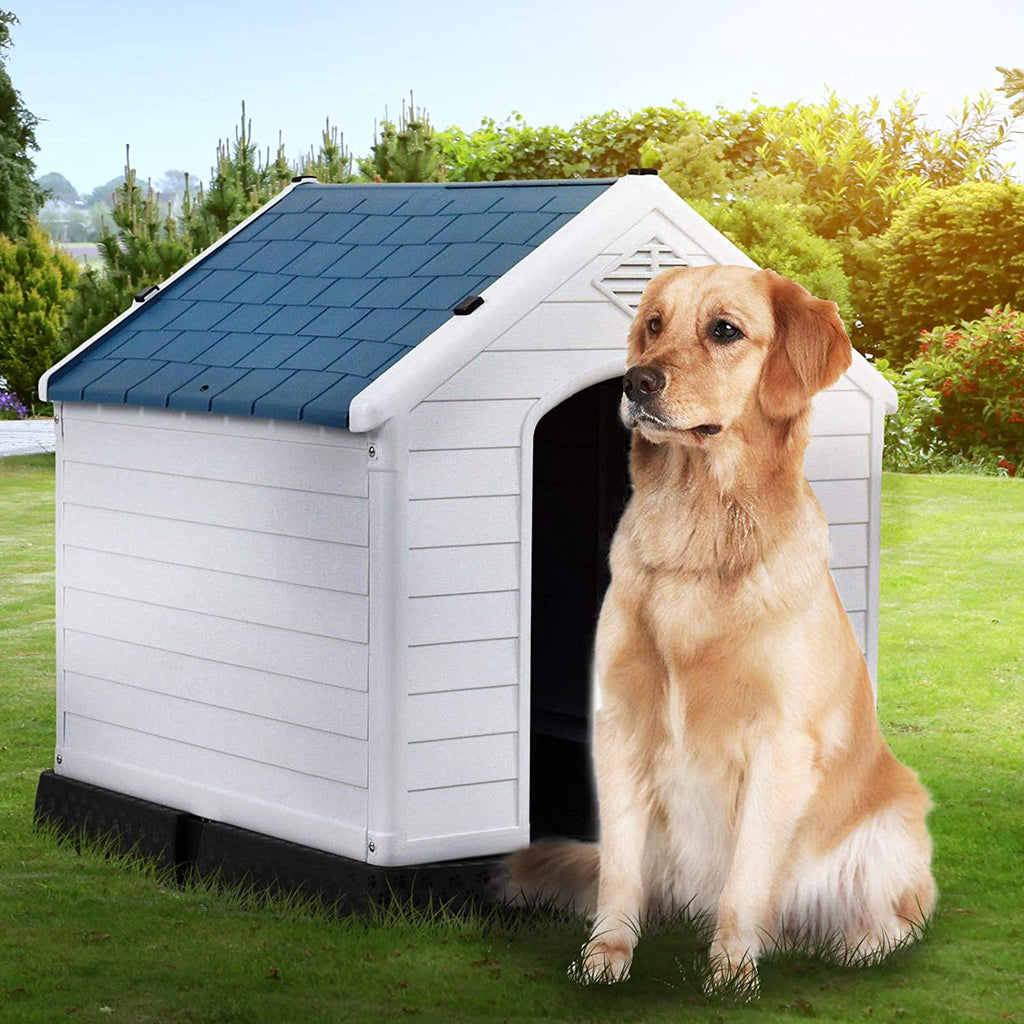 Gray Up to 80lb Waterproof Dog Cat Kennel Puppy House Outdoor Pet Shelter