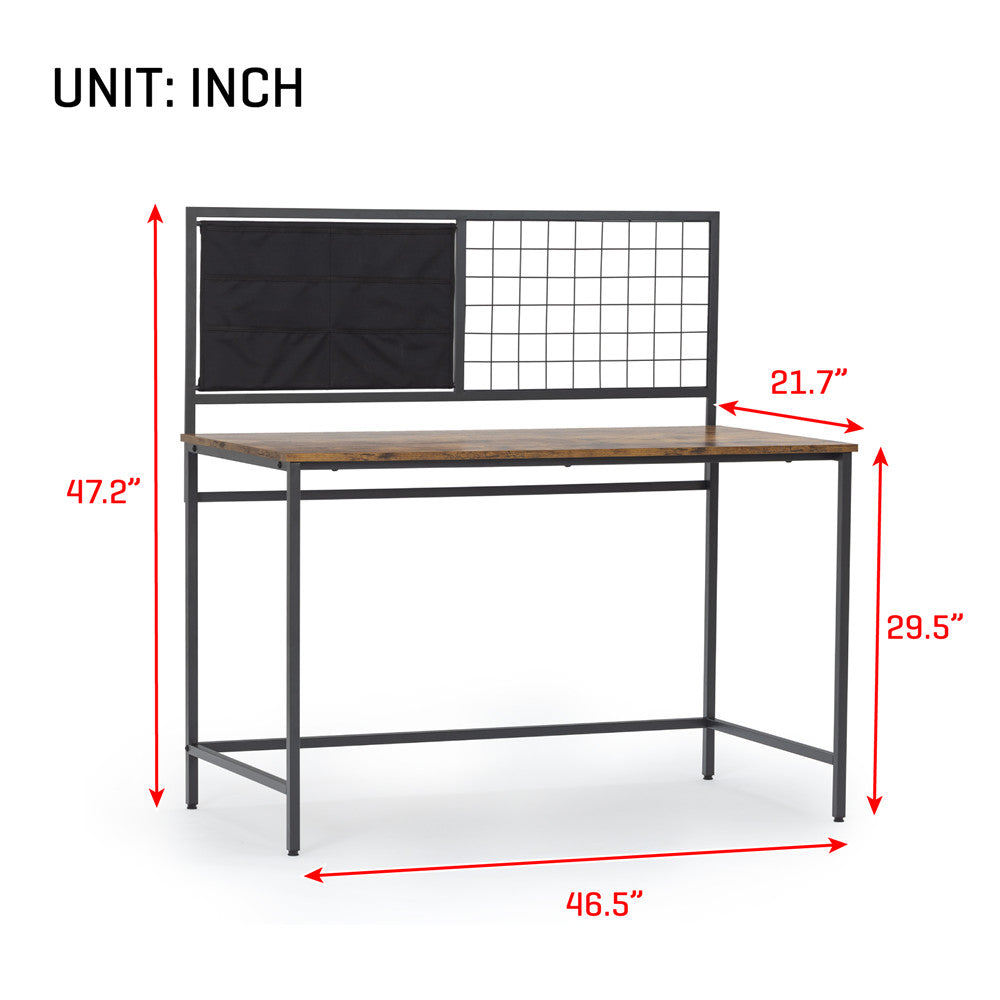 46" Computer Desk With Mesh Shelf Home Office Desk Brown BH51529307