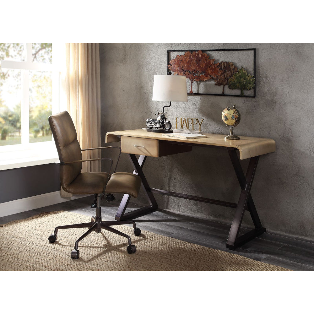 Danton Desk With 1 Drawer Gold Aluminum BH92424